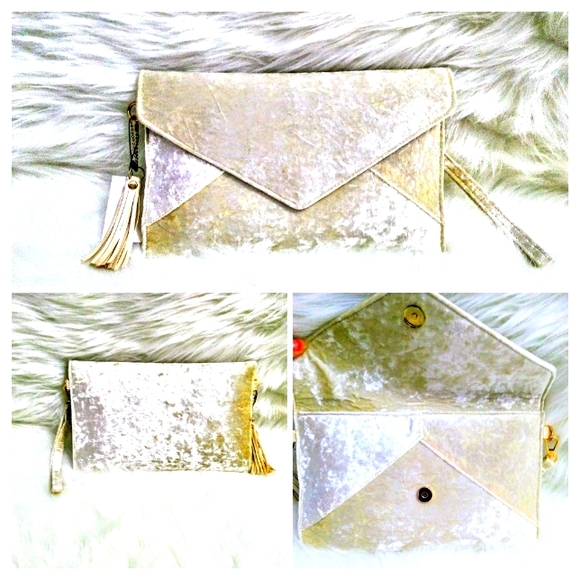 (NEW)! Cute! Cream! Crush Velvet Clutch! :-) - Picture 12 of 12